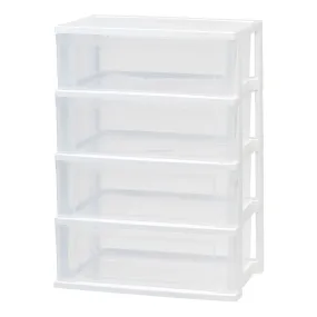 4-Drawer Stacking Wide Chest, White