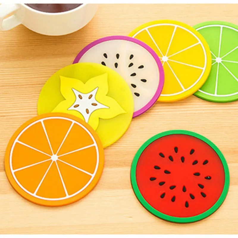 6 PCS Fruit Shape Silicone Cup Pad Slip Insulation Pad Cup Mat