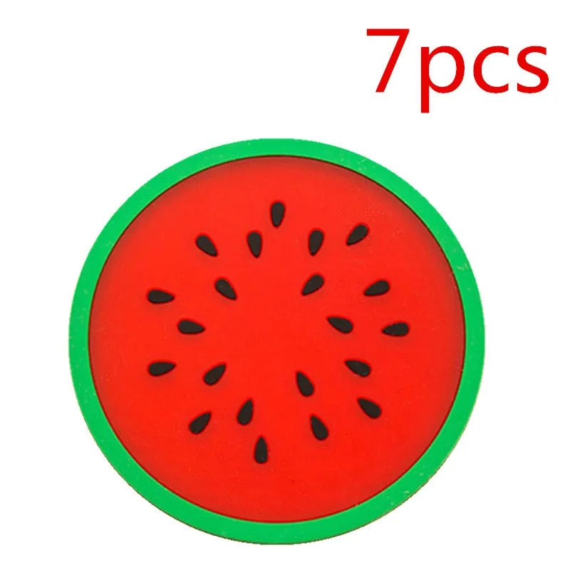 6 PCS Fruit Shape Silicone Cup Pad Slip Insulation Pad Cup Mat