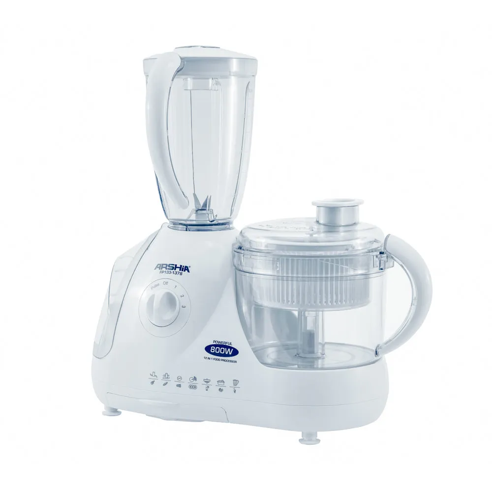 Arshia 12 in 1 Food Processor 800W White