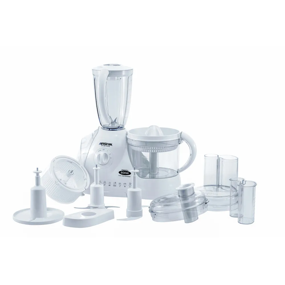 Arshia 12 in 1 Food Processor 800W White