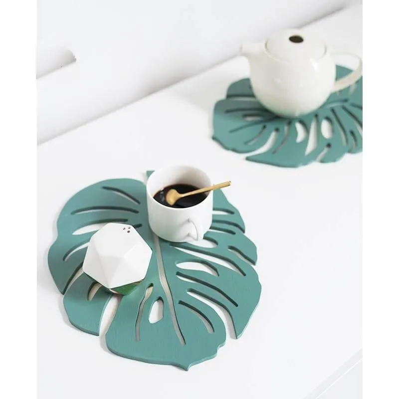 Creative Nordic Style Green Leaf Shape Wood Placemats