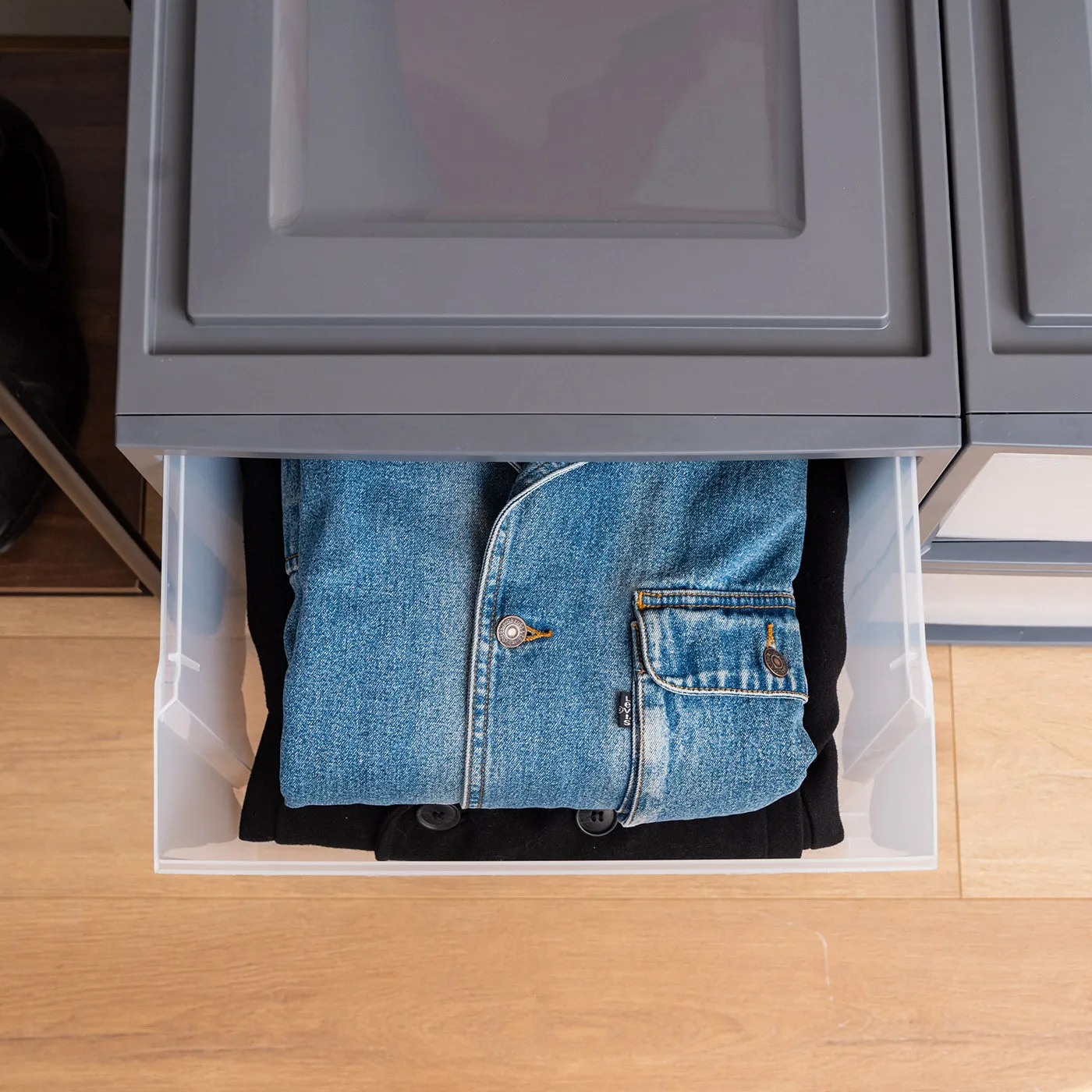 Deep Box Chest Drawer, Gray, 3 Pack