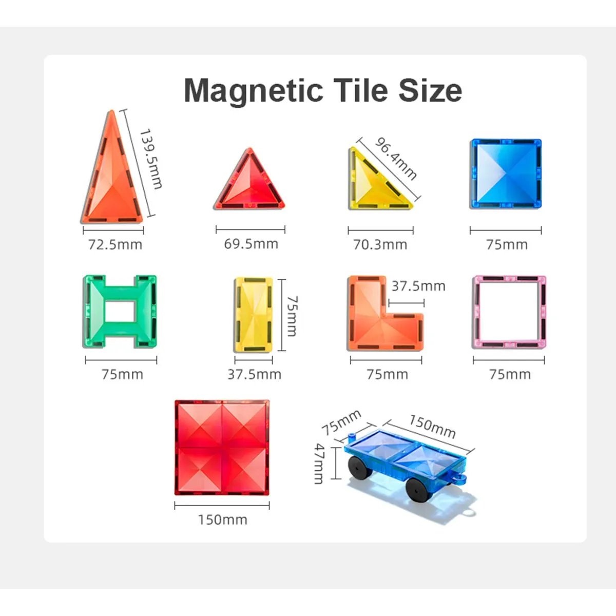 Distinctive Pack 100pcs Rainbow Magnetic Tiles