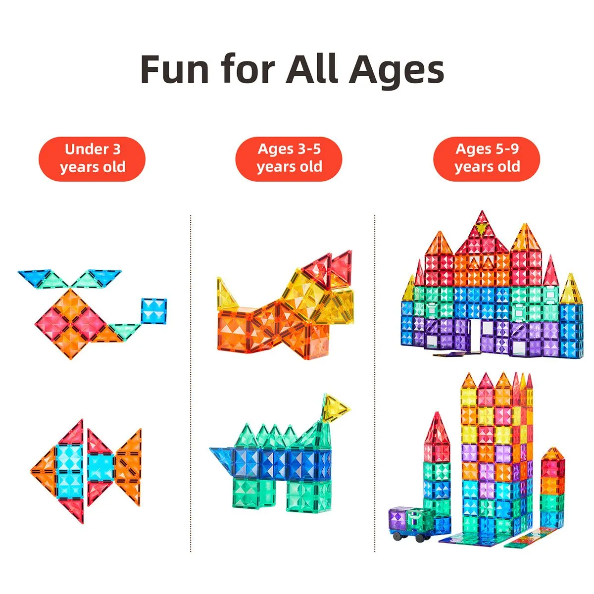 Distinctive Pack 100pcs Rainbow Magnetic Tiles
