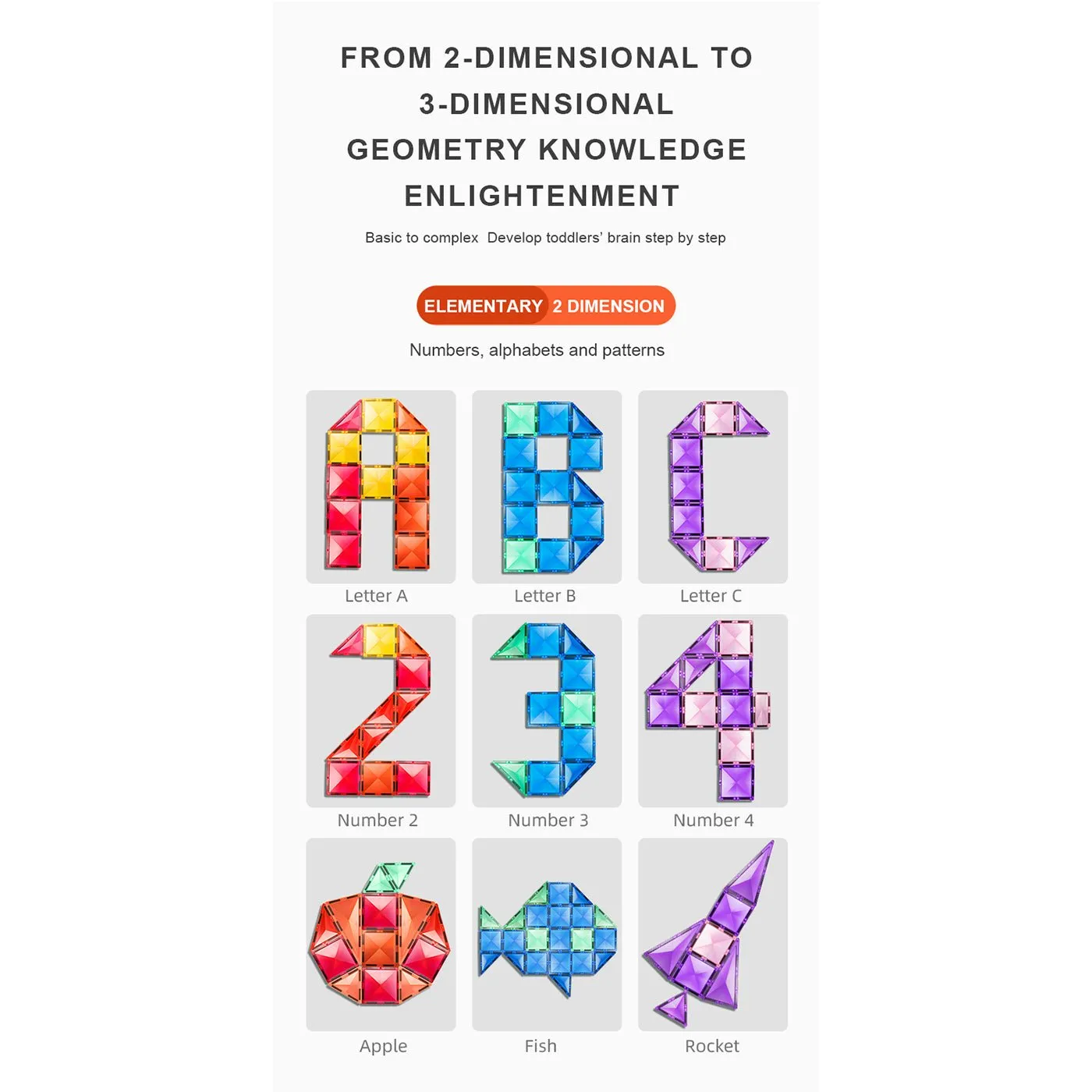 Distinctive Pack 100pcs Rainbow Magnetic Tiles
