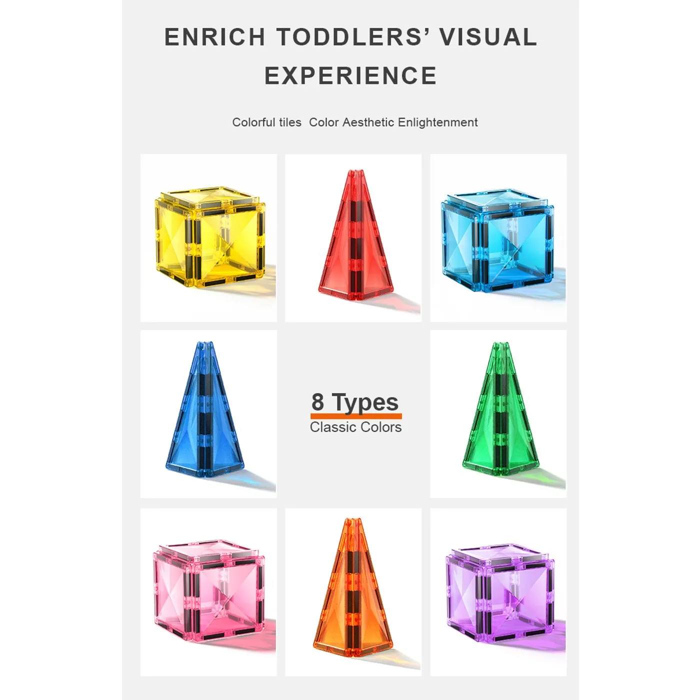Distinctive Pack 100pcs Rainbow Magnetic Tiles