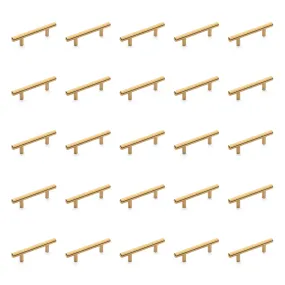 Diversa Brushed Brass Euro Style 3" (76mm) Cabinet Bar Pull- 25 PACK