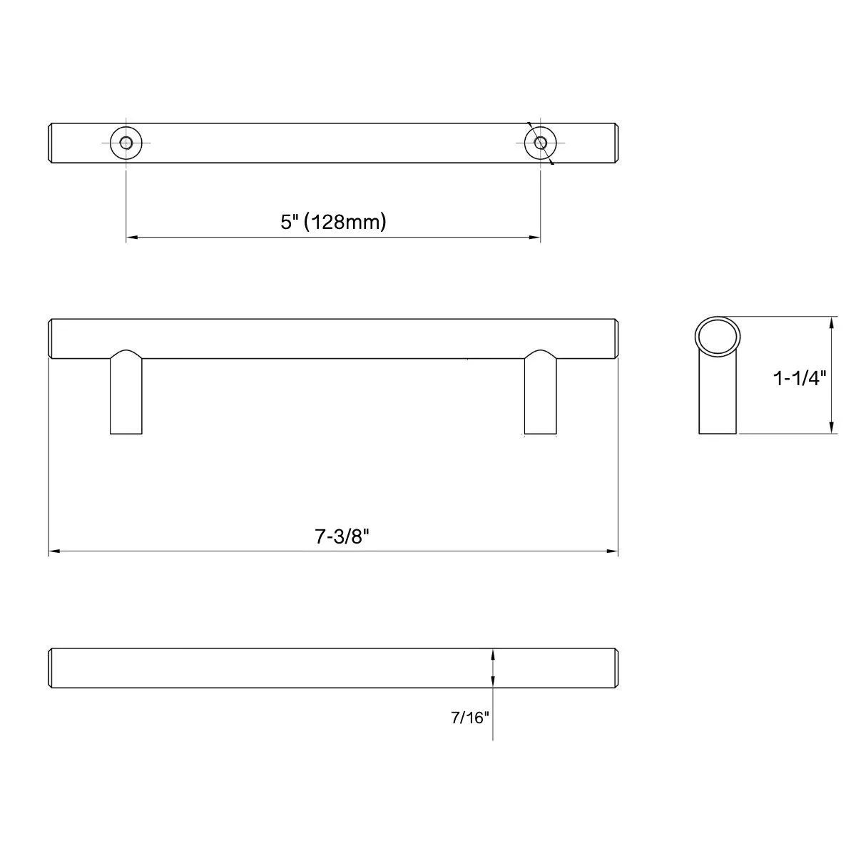 Diversa Brushed Brass Euro Style 5" (128mm) Cabinet Bar Pull - 25 PACK