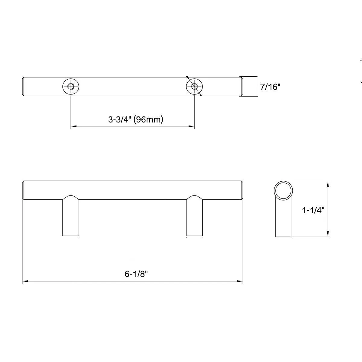 Diversa Brushed Satin Nickel Euro Style 3-3/4" (96mm) Cabinet Bar Pull - 10 PACK