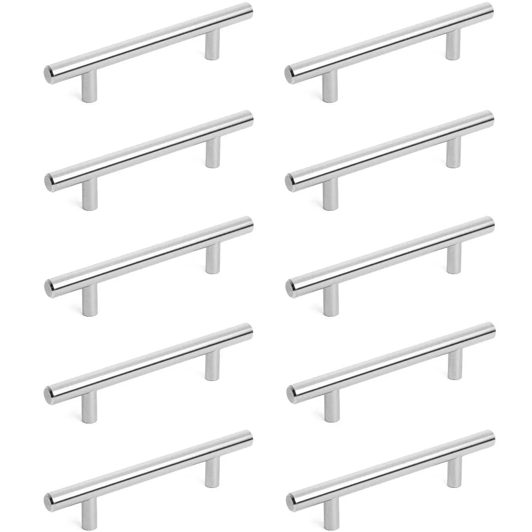 Diversa Brushed Satin Nickel Euro Style 3-3/4" (96mm) Cabinet Bar Pull - 10 PACK