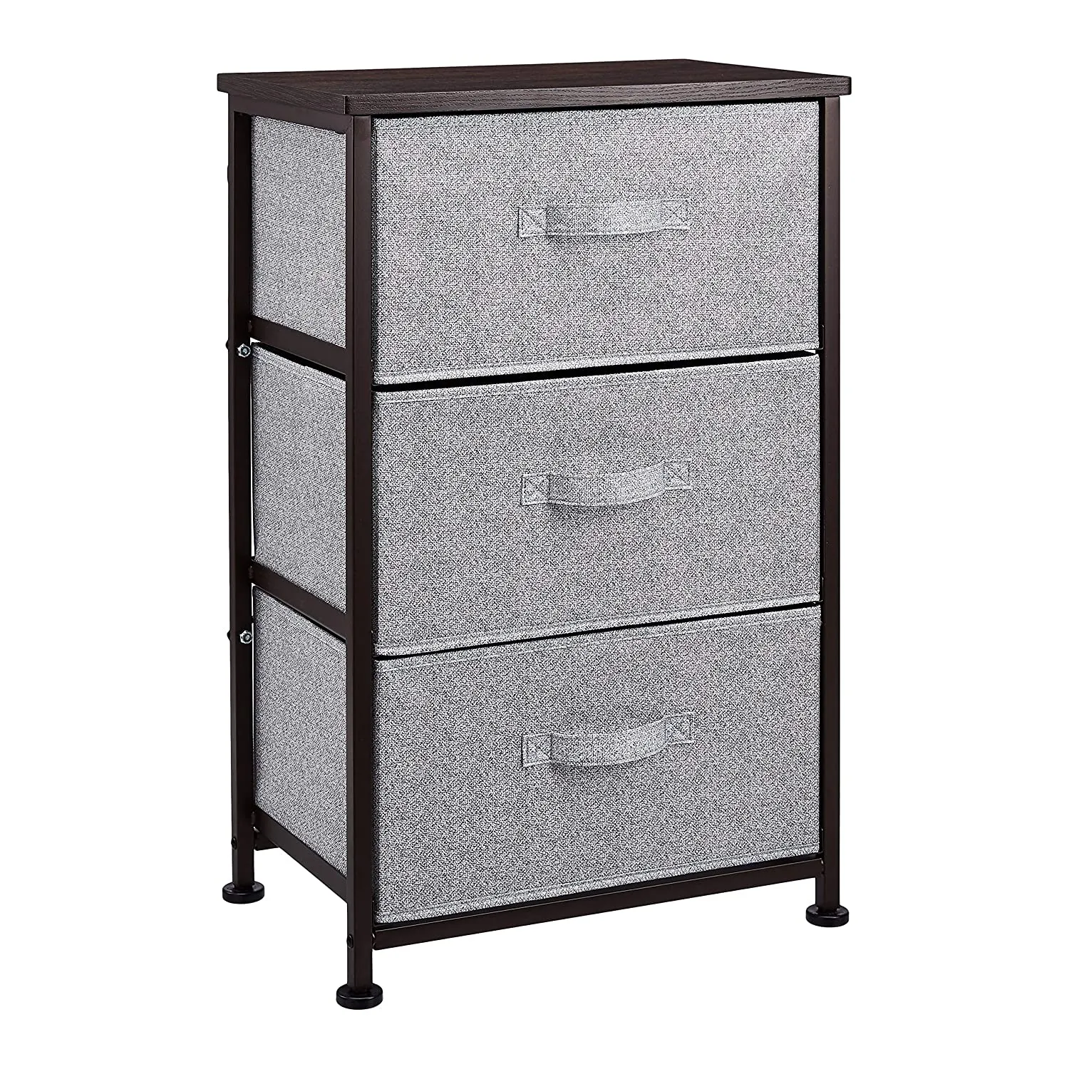 KriShyam®Fabric 3-Drawer Storage Organizer Unit for Closet for Home, Bedroom Accessories, Office, Steel Frame, Wood Top, Easy Pull Fabric Bins