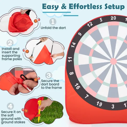 Large Dart Board for Kids With 4 Kick Balls-Red
