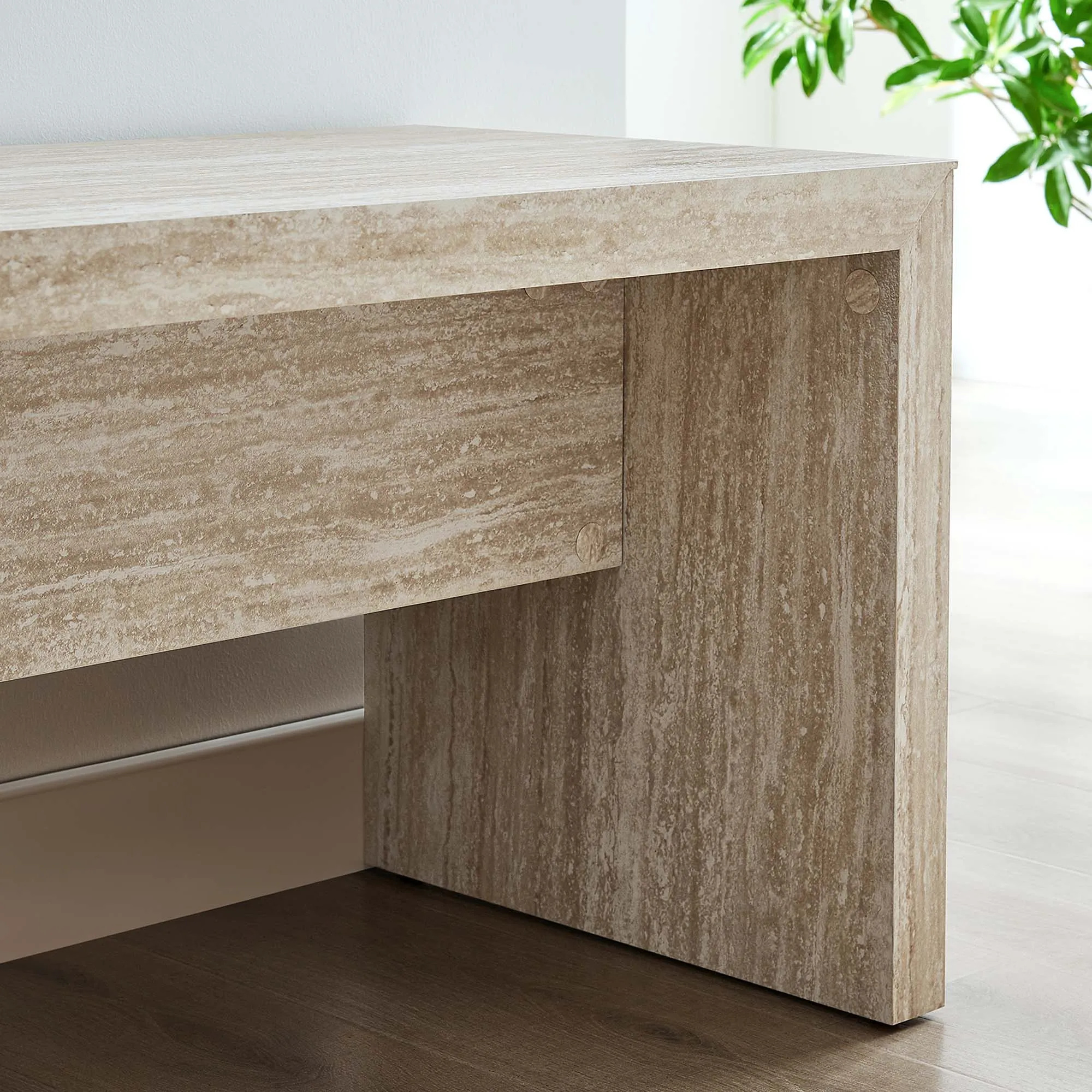 Mirella 62" Faux Travertine Long Bench by Modway