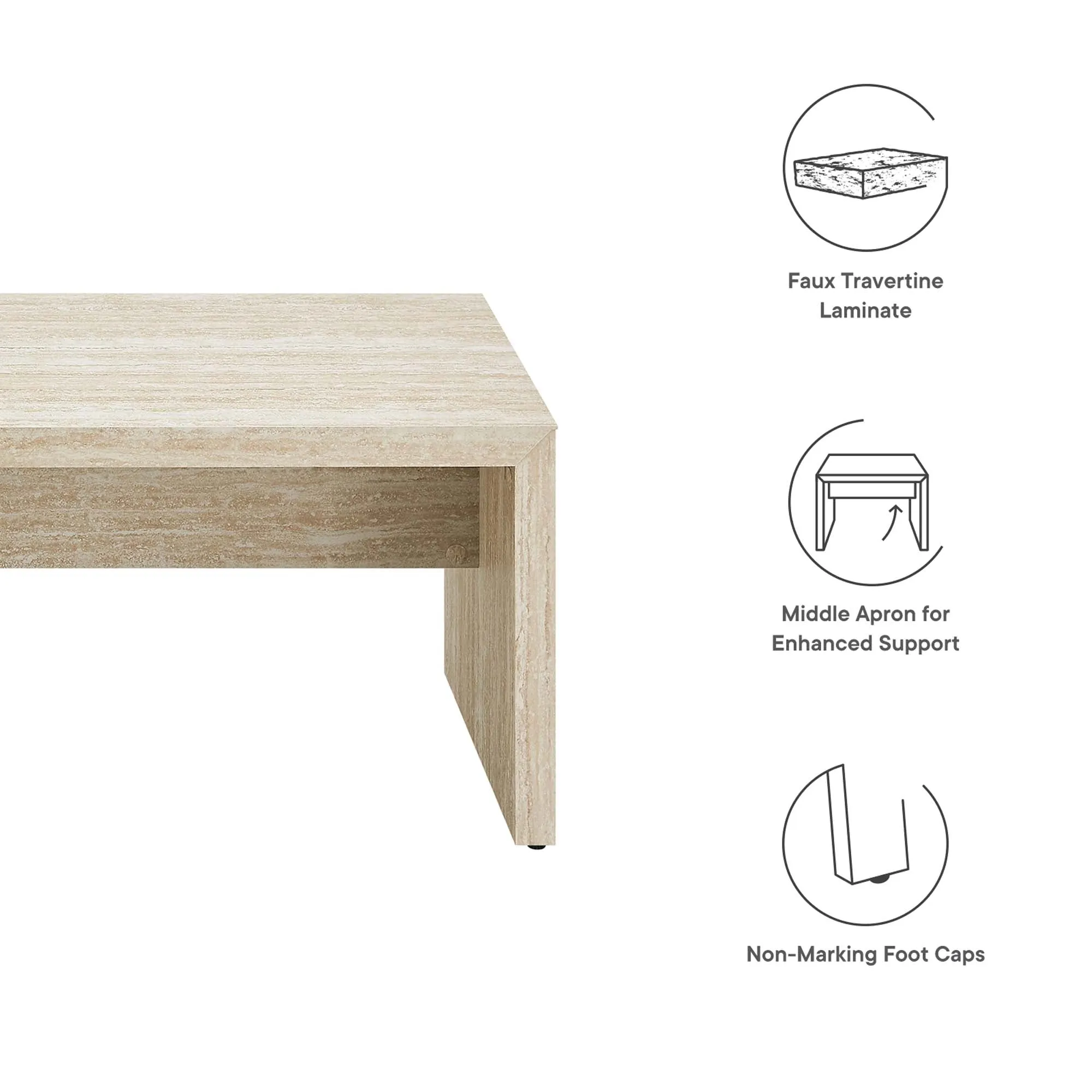 Mirella 62" Faux Travertine Long Bench by Modway