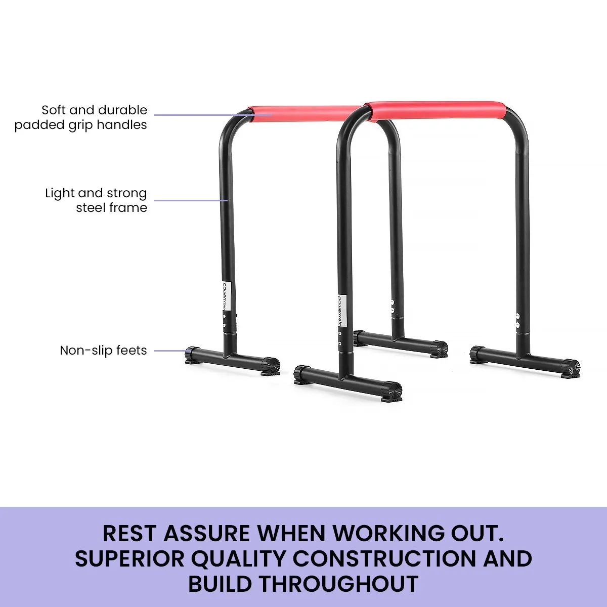 Powertrain Pair Dip Bar Parallette Stand Workout Station