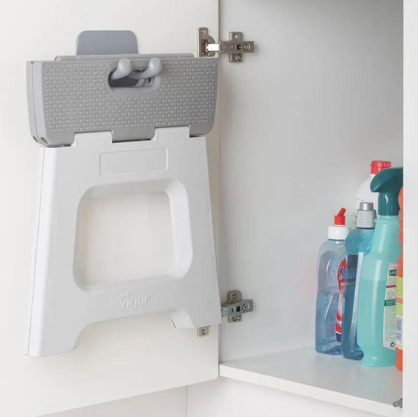 Vigar Compact Grey Foldable Stool, 32cm (150kg)