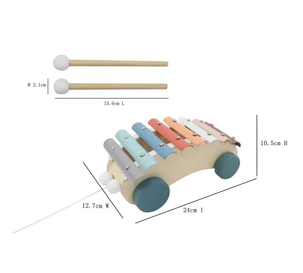 Wooden Pull Along Xylophone Rainbow